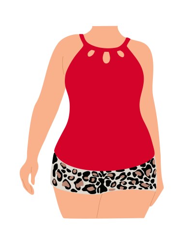 plus size curvy woman in modern swimsuit vector