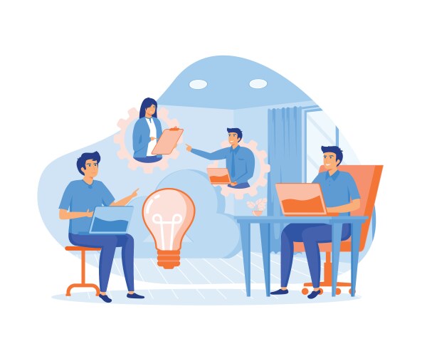 teamwork of users connected by cloud computing vector image