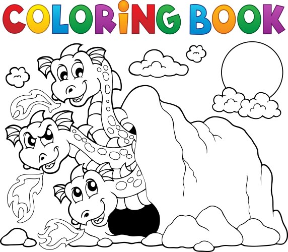 Coloring book dragon theme image 5 Vector Image