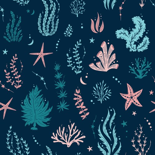 Seamless pattern with hand drawn coral reef Vector Image