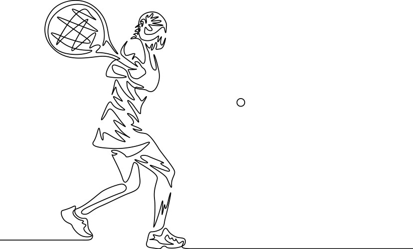 Continuous one line drawing woman tennis player Vector Image