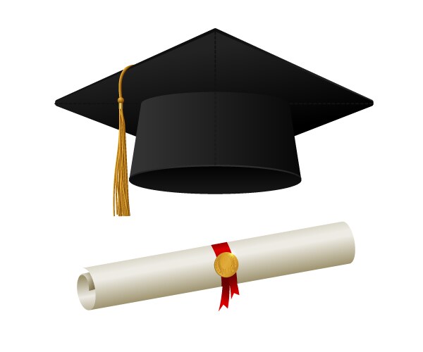 Graduation cap and diploma Royalty Free Vector Image