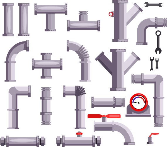 Plumbing pipes and tubes building materials Vector Image