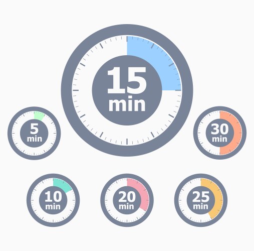 10 60 Minutes Stopwatch Icon Collection Vector Image