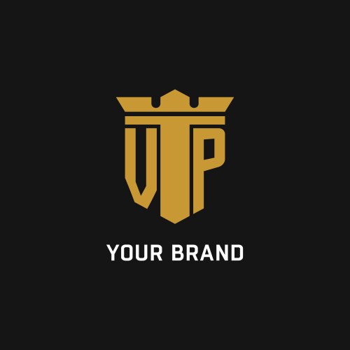 Vp initial logo with shield and crown style Vector Image
