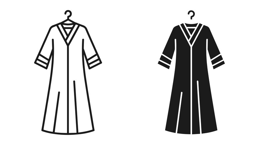 Graduation cap gown icon set - black and white Vector Image