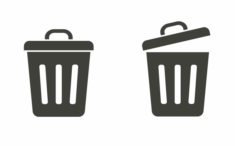 Trash can black simple icon Royalty Free Vector Image
