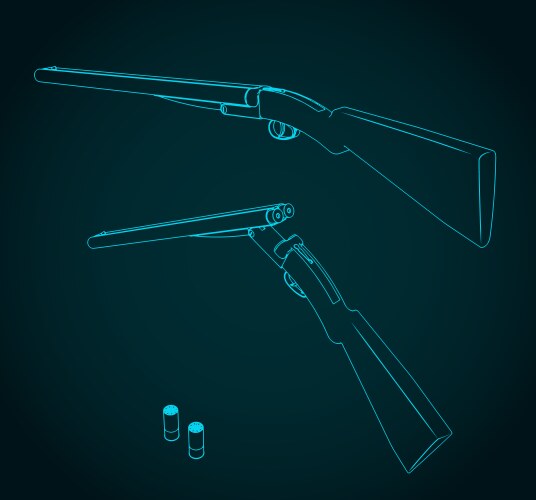 Double barrel shotgun drawings Vector Image
