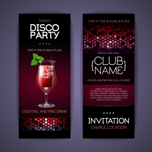 Disco invitation to cocktail party vector image