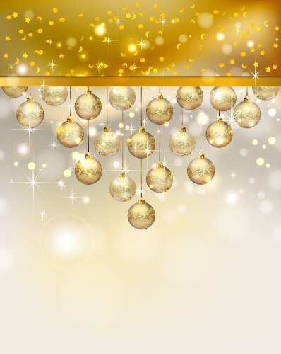 Elegant christmas background with golden baubles Vector Image