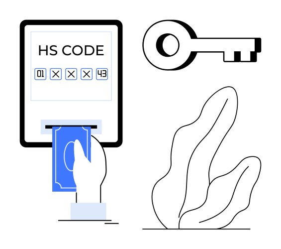 Secure payment transaction with hs code and key vector image