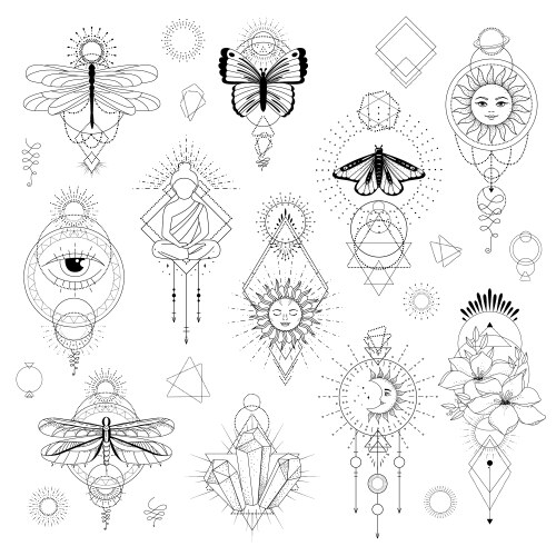 Mystic Boho Symbols Vector Image