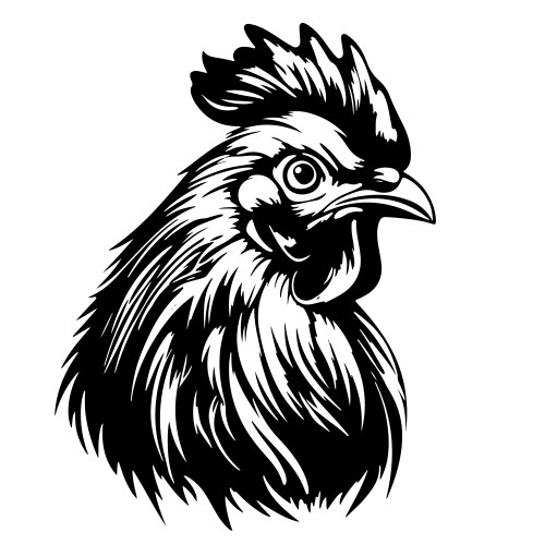 Rooster head in engraving style design element Vector Image