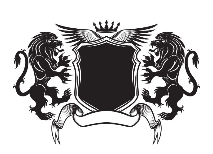 black sign with lions and a shield vector image