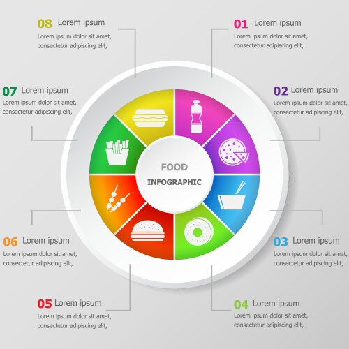 infographic design template with food icons vector