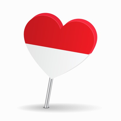 indonesian flag heart-shaped map pointer layout vector image vector image