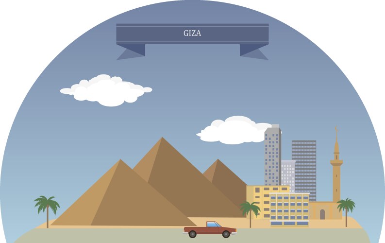 Pyramid of giza flat design landmark Royalty Free Vector