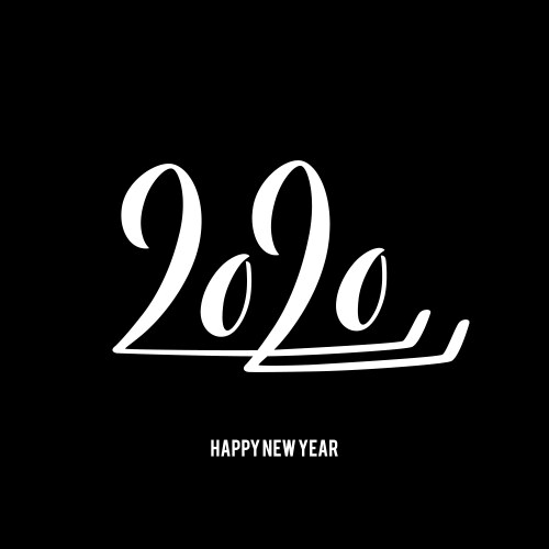 Happy new year 2020 poster with hand drawn Vector Image