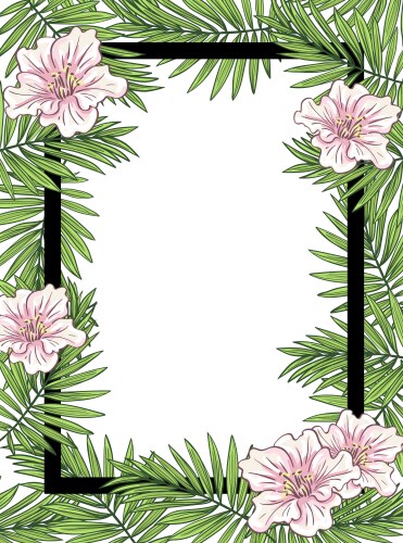 Tropical Palm Frame with Flowers Vector Image