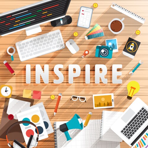 top view desk prepare working for text inspire vector image