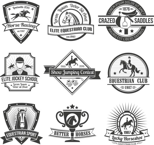 Equestrian Sport Emblems Vector Image