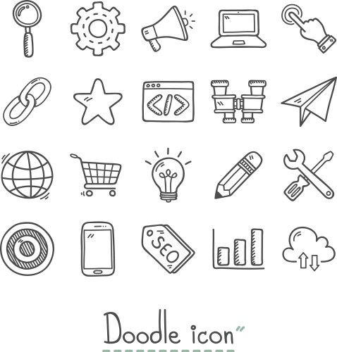 Set social media icon hand drawn Royalty Free Vector Image