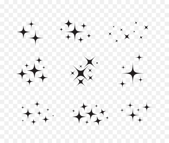 Set of sparkles stars isolated vector image