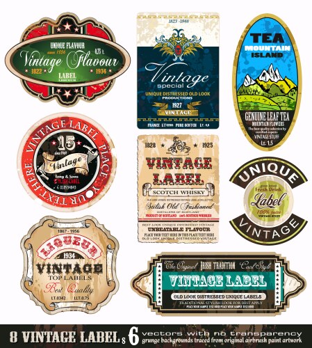 Vintage labels collection set Royalty Free Vector Image