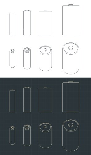 batteries blueprints vector