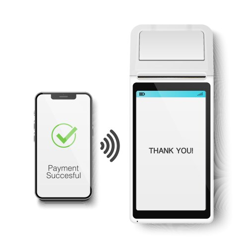 3d nfc payment machine and smartphone vector