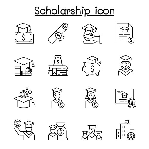 Scholarship icon set in thin line style Vector Image