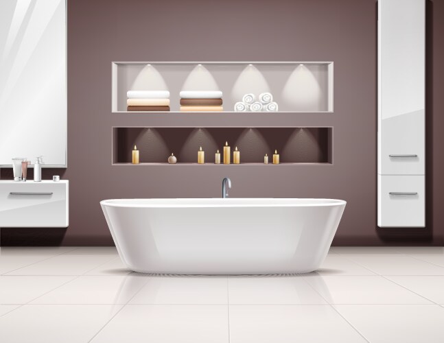 Realistic bathroom interior Royalty Free Vector Image