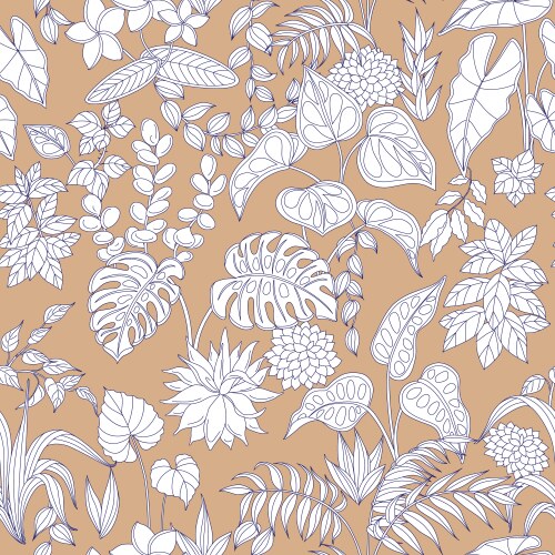 Hand drawn tropical plants pattern Royalty Free Vector Image