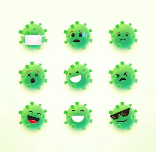 coronavirus emoji with different emotions vector image