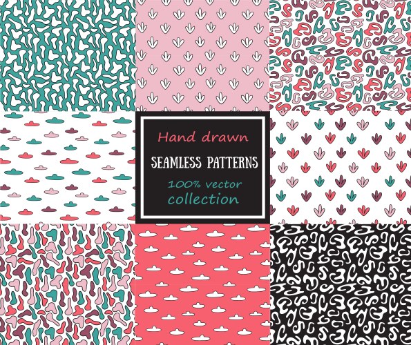 set of seamless patterns tiling for abstract vector image