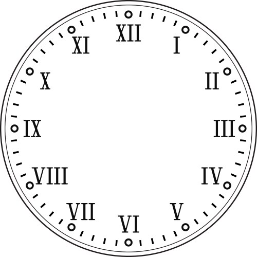 Clock face blank with roman numerals Royalty Free Vector