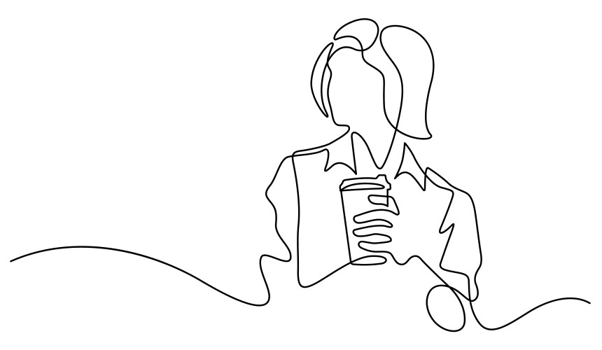 Woman with Coffee Cup - Relaxed Pose Vector Image