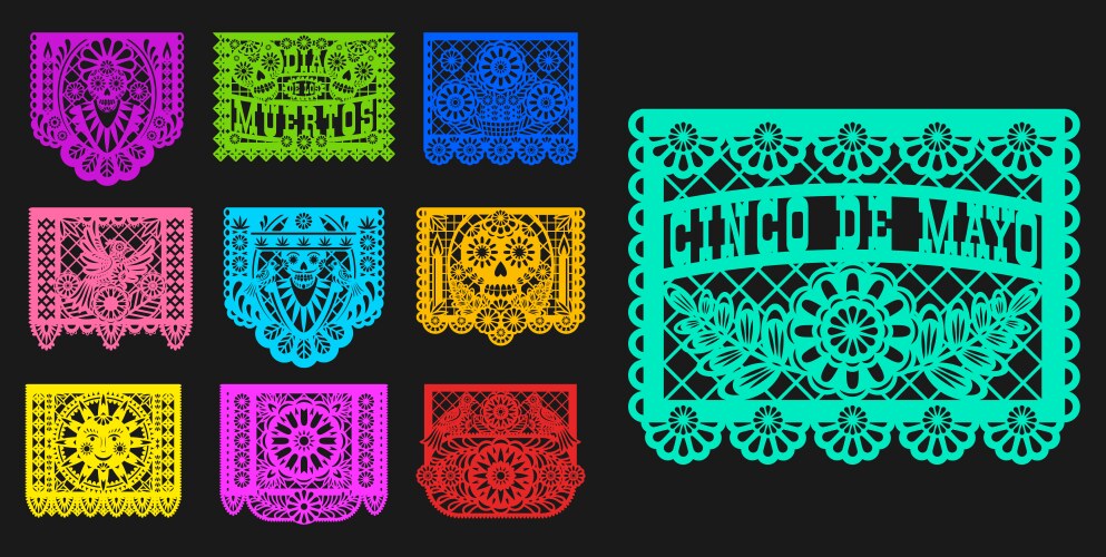 Mexican Day of the Dead Papel Picado Vector Image