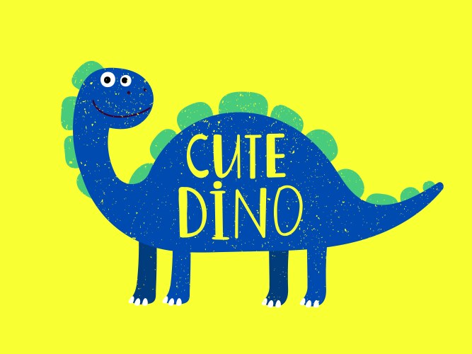 Cartoon cute dino flat style isolated on yellow Vector Image
