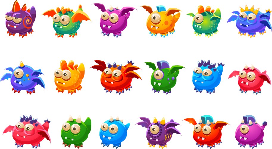 Colorful Alien Monster Set Vector Image