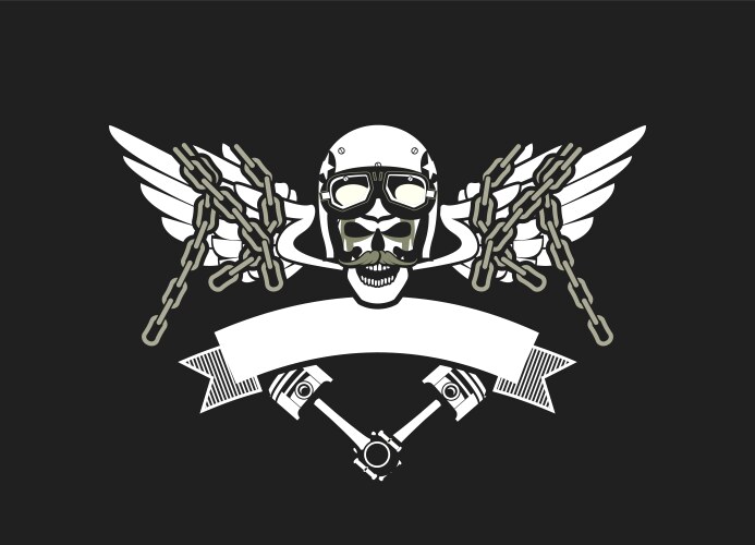 Skull Motorcycle Emblem Vector Image