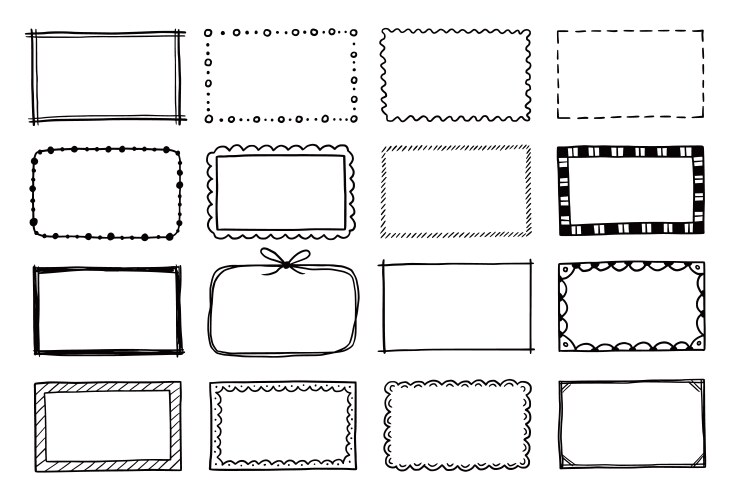 hand drawn set rectangle frame vector image