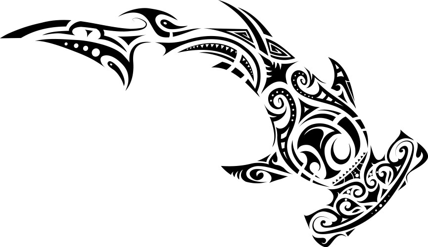 Maori Hammerhead Shark Tattoo Vector Image