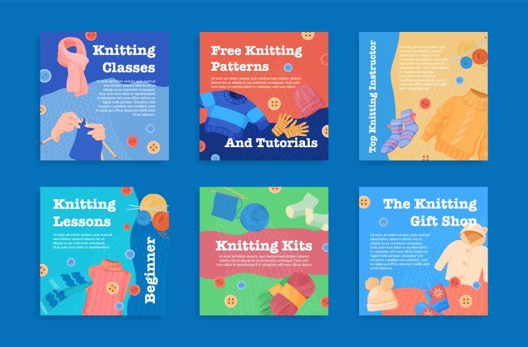 Knitting and stitching set Royalty Free Vector Image