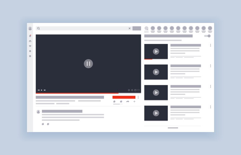 Multimedia player interface mockup template video Vector Image