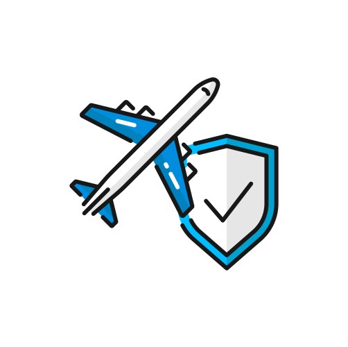 Airplane travel security insurance on flights vector image