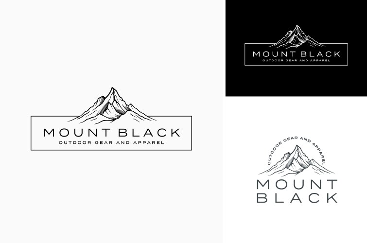 Mountain Adventure Logo - Black & White Vector Image