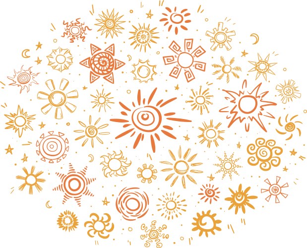 Bright Sun Icons - Solar Rays Vector Image
