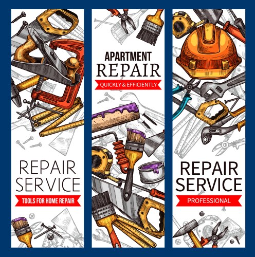 Home Repair & Service Toolkit Banners Vector Image