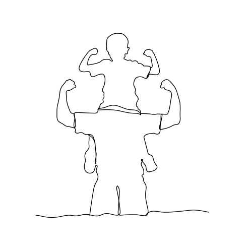 Father and Son Line Drawing Vector Image